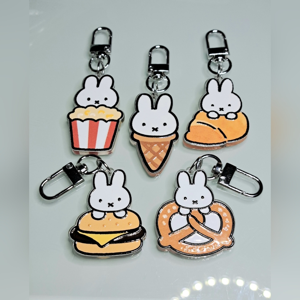 Miffy Food Keychain Purse Backpack Charm Clip Set